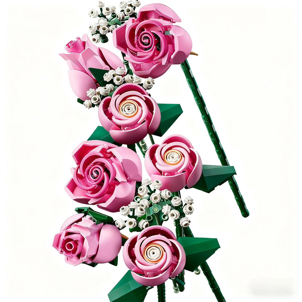 Pink Rose Building Blocks Bouquet Set