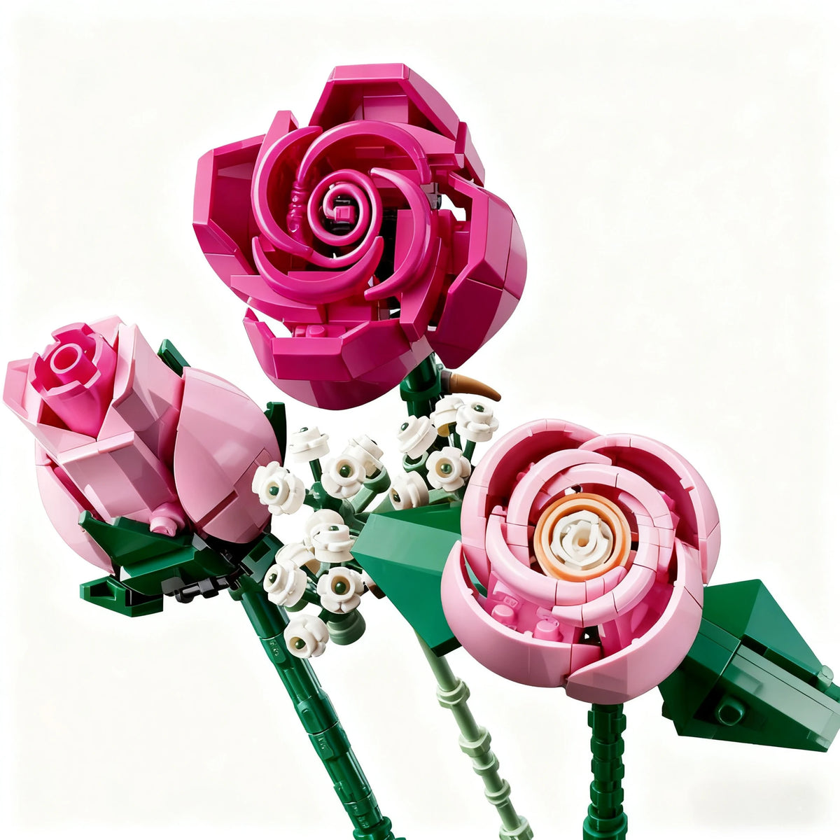Pink Rose Building Blocks Bouquet Set