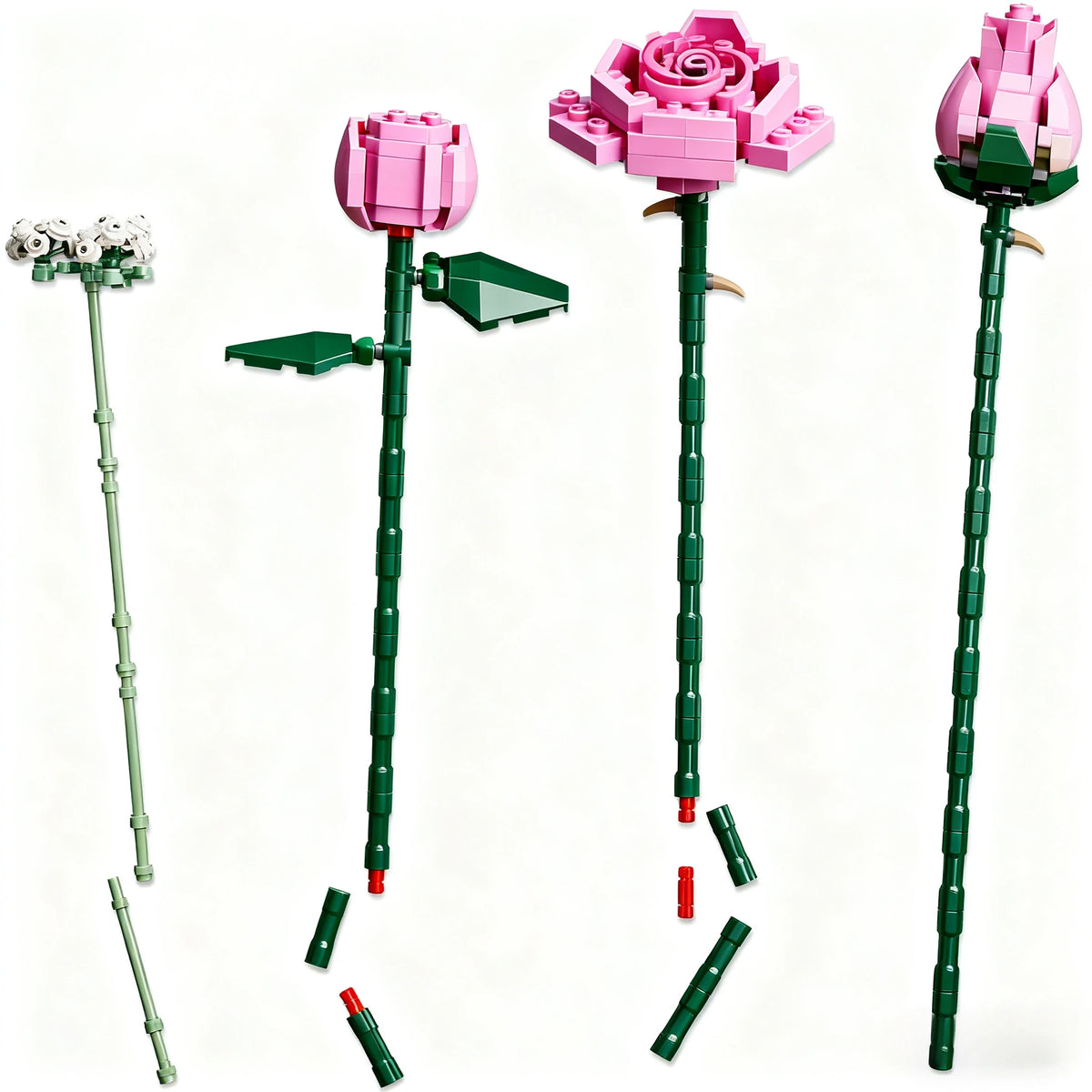 Pink Rose Building Blocks Bouquet Set